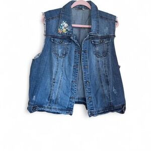 Highway Jeans Vintage Y2K Blue Denim Vest with Rhinestones